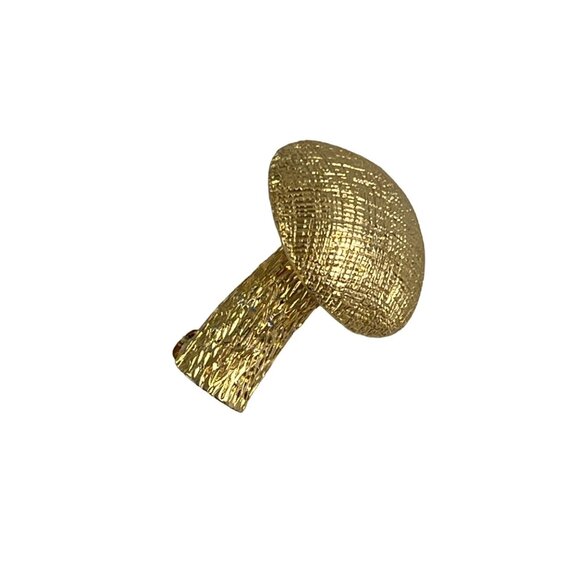 Vintage Castlecliff Gold Tone Toadstool Mushroom Brooch Pin 1 Inch Retro Jewelry - Picture 1 of 10